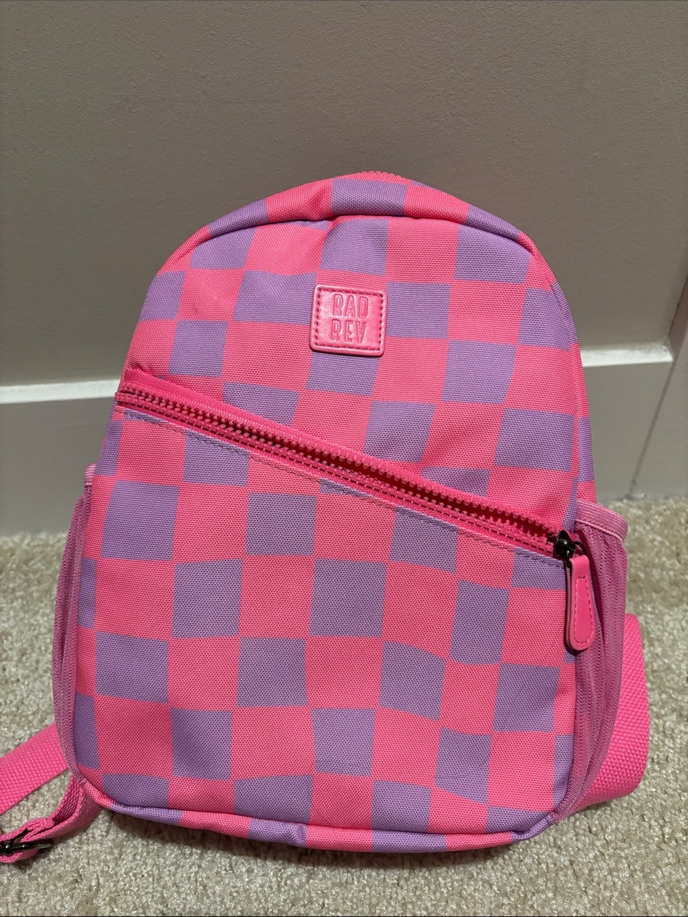 Pink and Purple Checker Backpack